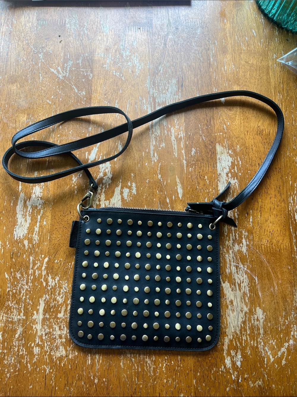 Black Studded Crossbody Bag - Sleek Everyday Shoulder Bag